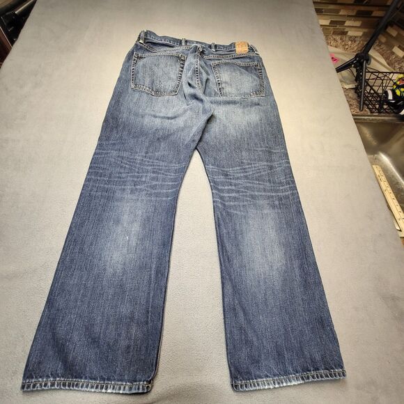 Gap 1969 Jeans Mens 35x30 Blue Relaxed Straight Leg Distressed Denim - Picture 9 of 10